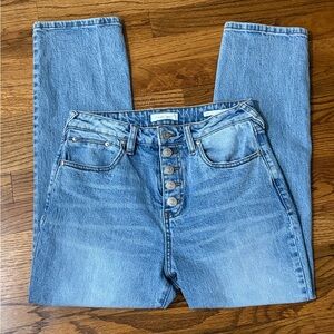 Cleo + Wolf Medium Ankle Denim Button-Fly Jeans 29